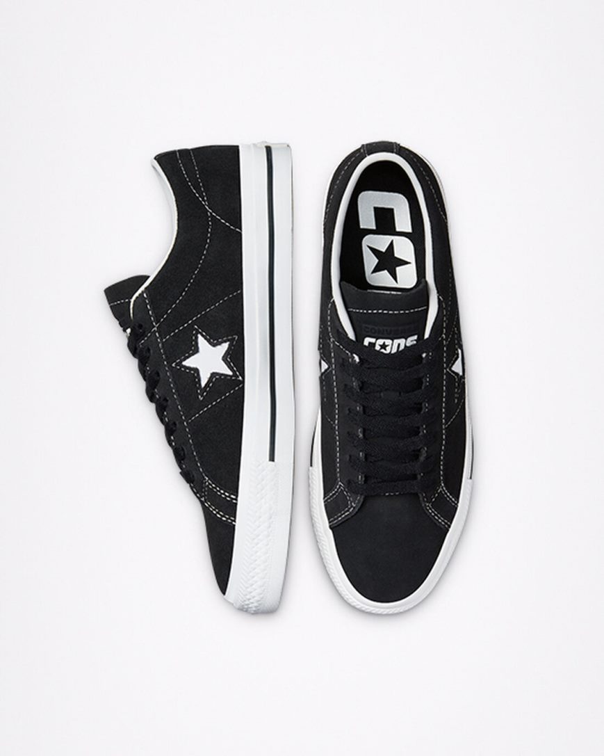 Men's Converse CONS One Star Pro Suede Skate Shoes Black / White | AU 841CEA